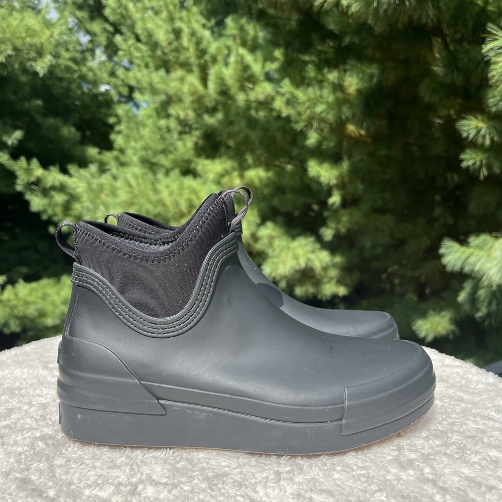 L.L.Bean Wellie Rain Boots Womens 8 M Black Rubber Slip On Waterproof 524079